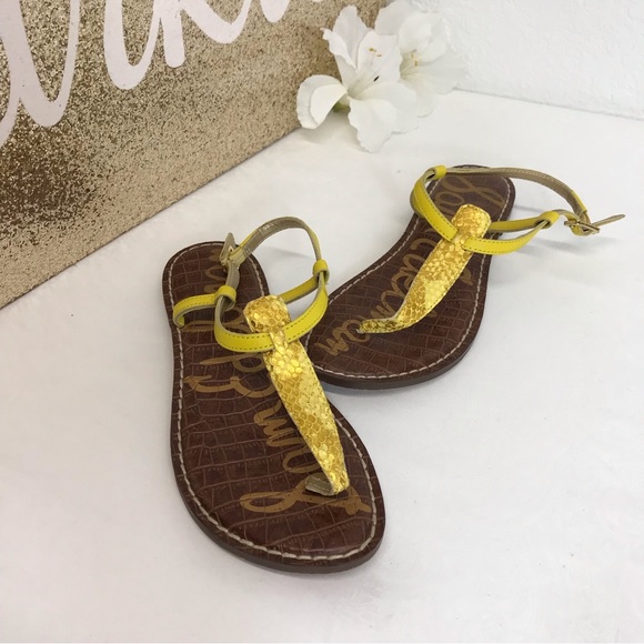 Sam Edelman | Gigi Snake Print Sandal Yellow 6 - Picture 9 of 10